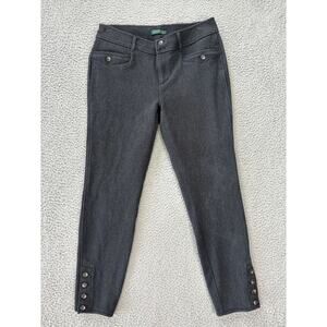 Lauren Ralph Lauren Ankle Pants Womens 10 Gray Tapered‎ Buttons Pockets Cotton